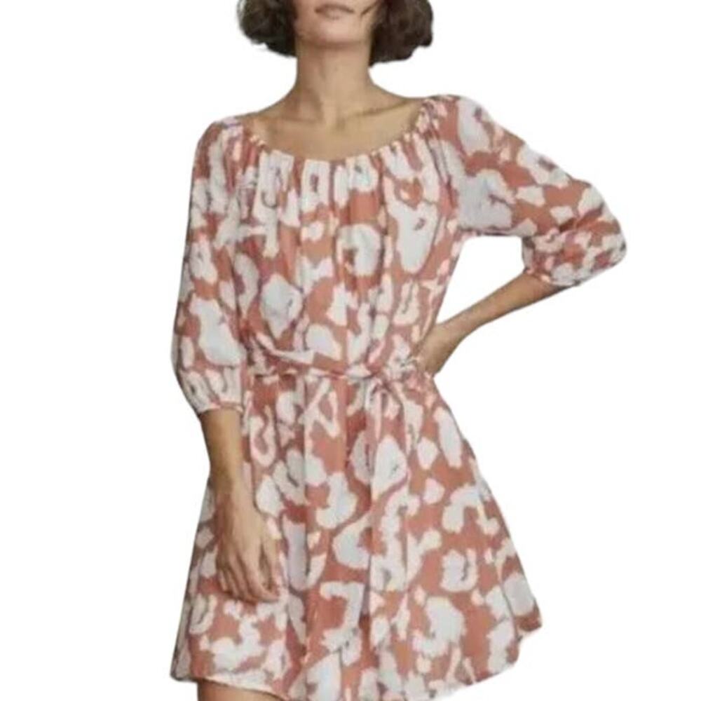 Elizabeth and James Burnt Orange Day Glow Tie Dye casual Dress sz large floral